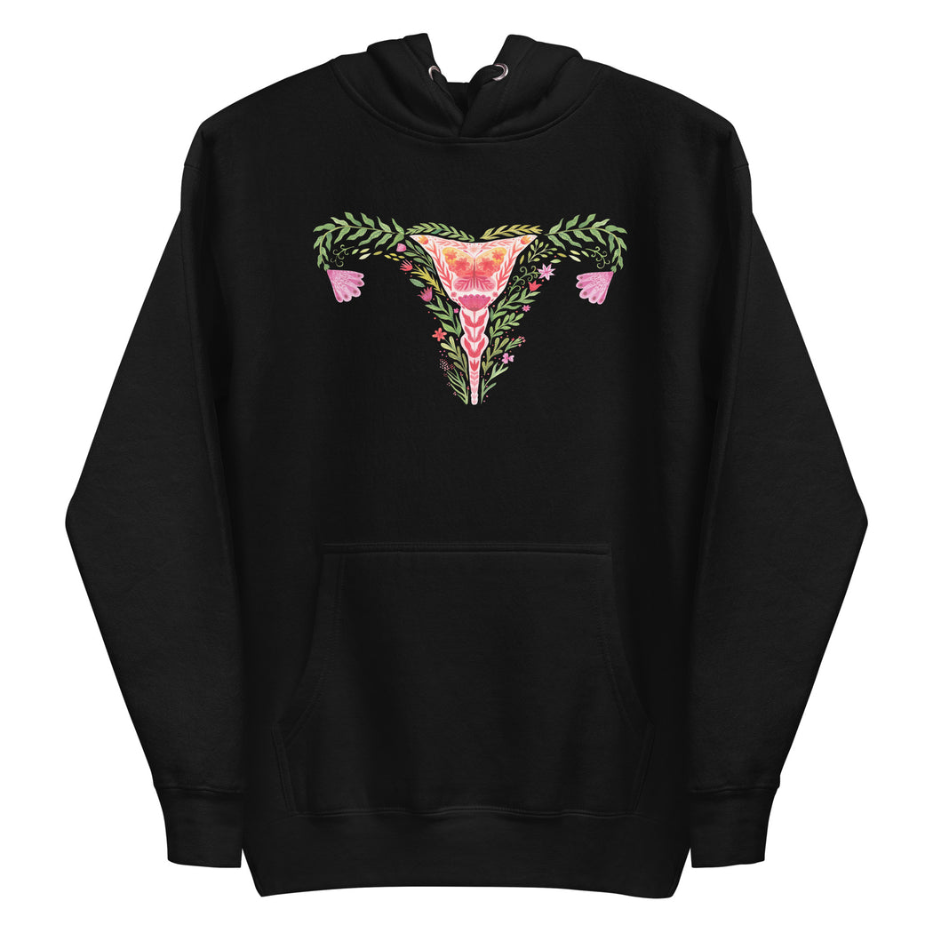 Uterus Watercolor Flowers -- Hoodie