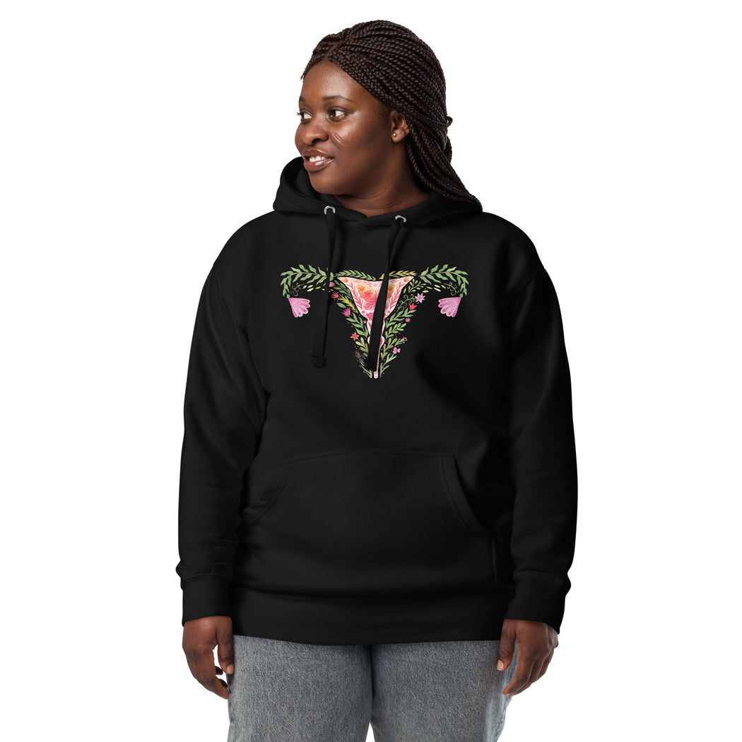 Uterus Watercolor Flowers -- Hoodie