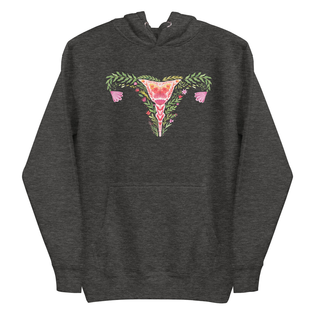 Uterus Watercolor Flowers -- Hoodie