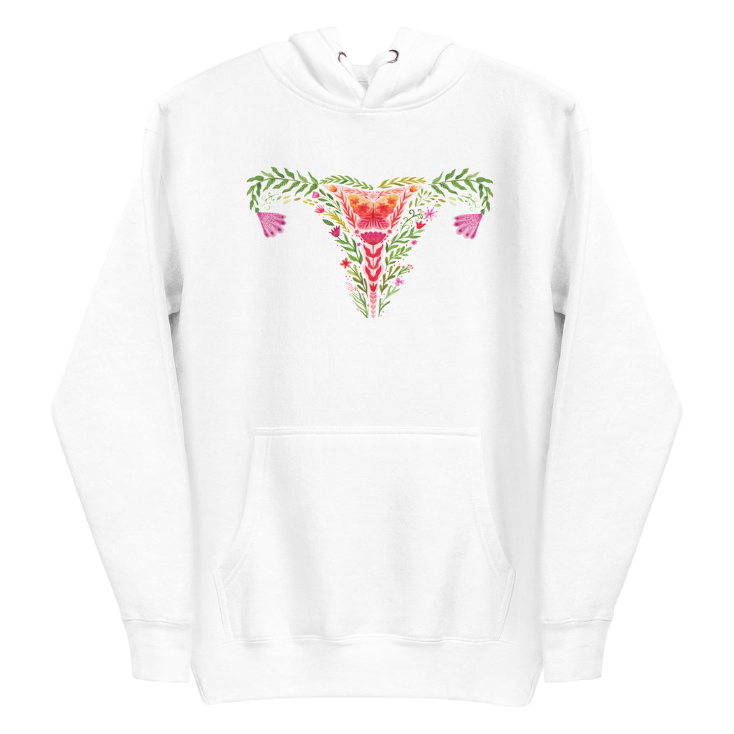 Uterus Watercolor Flowers -- Hoodie