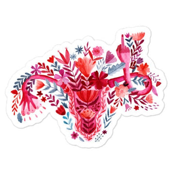 Middle Finger Watercolor Uterus -- Sticker