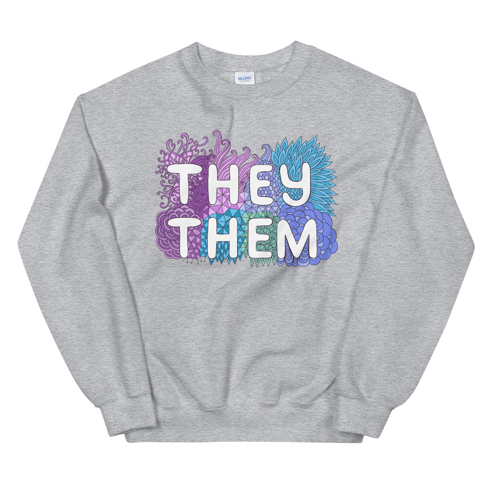 They/Them Pronouns Pastel Doodles -- Sweatshirt
